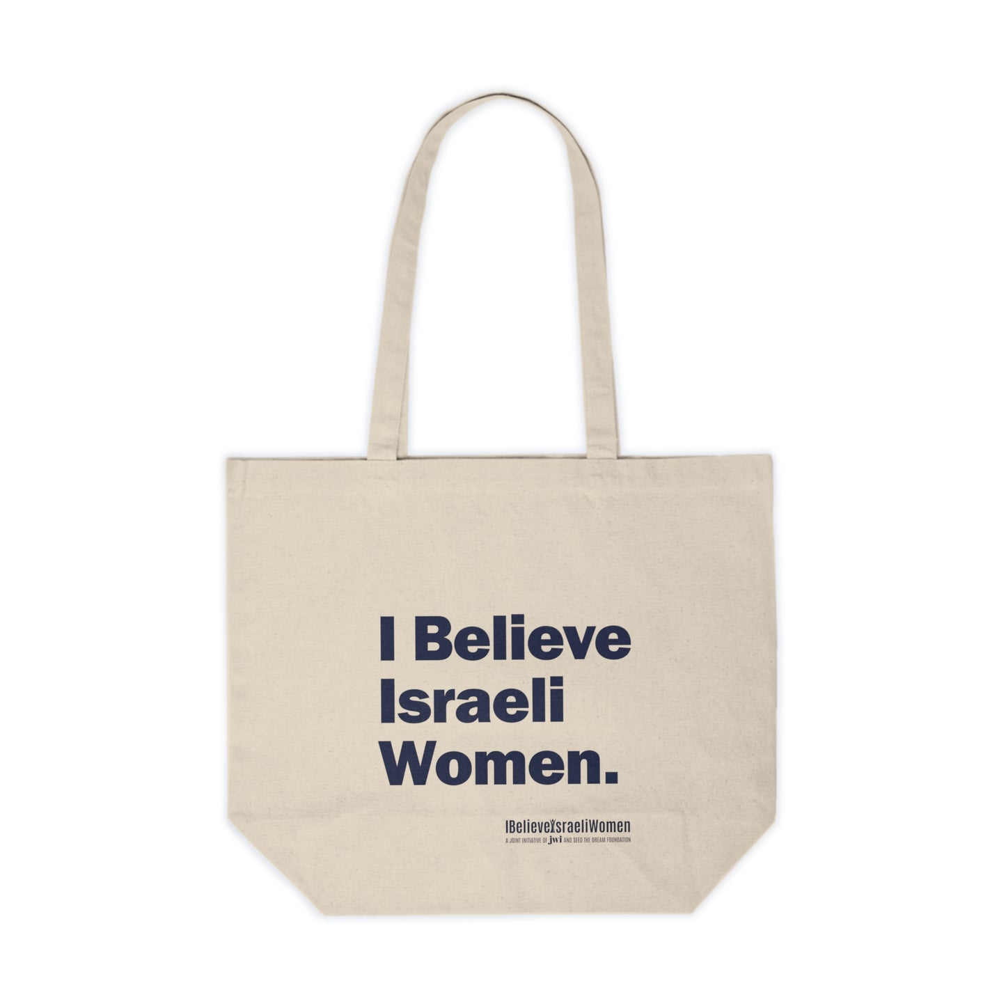 JWI "I Believe Israeli Women" Large Cotton Canvas Tote Bag