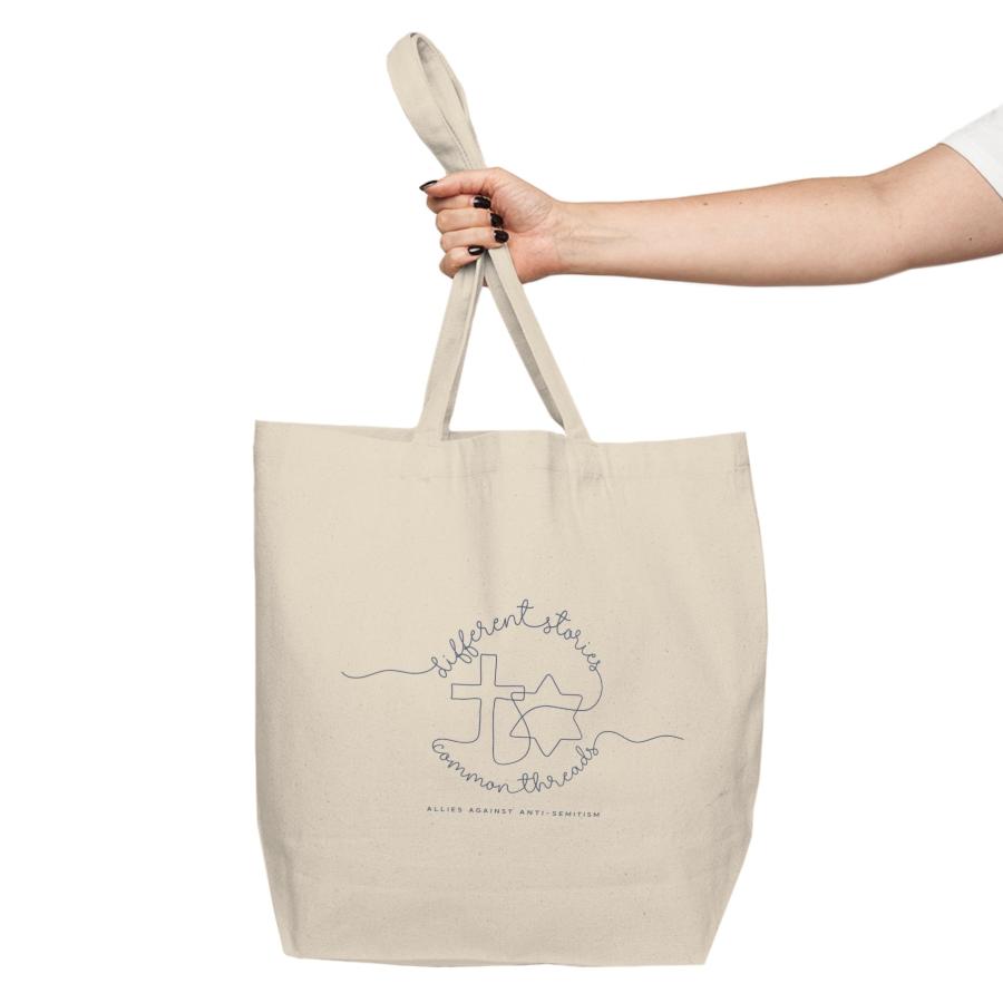 "Different Stories, Common Threads" Large Cotton Canvas Tote Bag