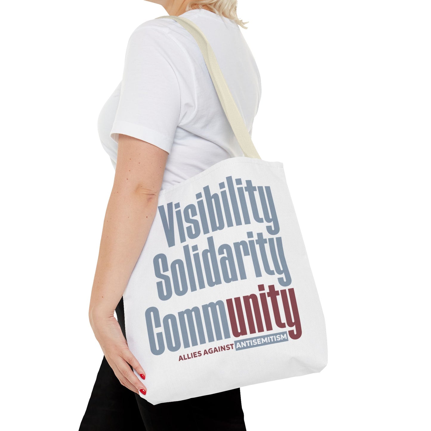 "Visibility. Solidarity. Community." Large Cotton Canvas Tote Bag