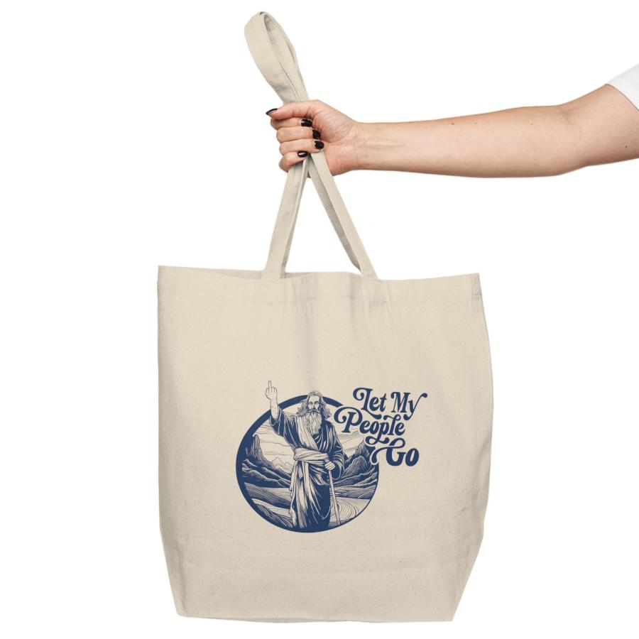 "Let My People Go" Moses Large Cotton Canvas Tote Bag (PG-13)