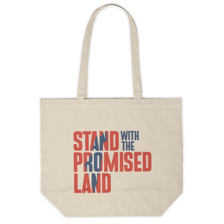 "Stand with the Promised Land" Block Large Cotton Canvas Tote Bag