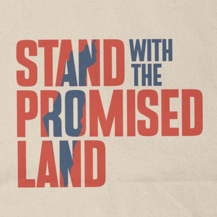 "Stand with the Promised Land" Block Large Cotton Canvas Tote Bag