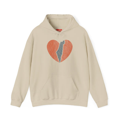 Large Israel Heart Fleece Hoodie Sweatshirt