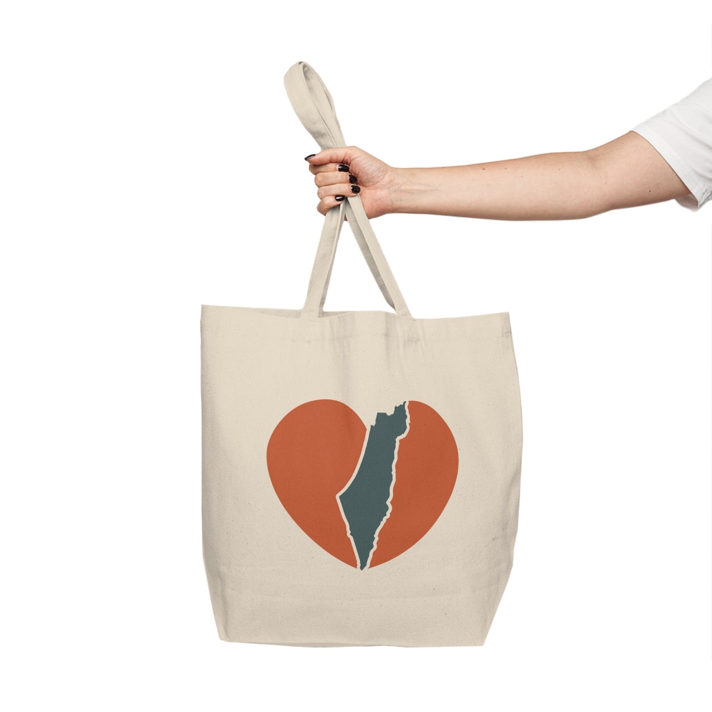 Israel Heart Large Cotton Canvas Tote Bag