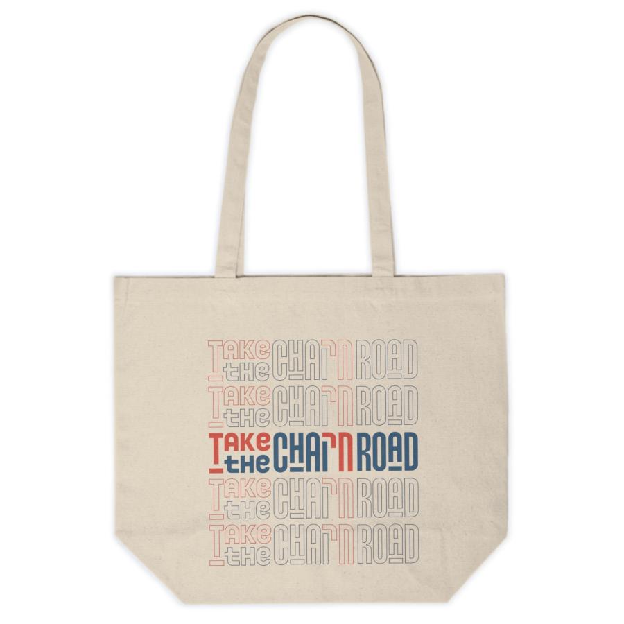 "Take the חי (Chai) Road" Block Large Cotton Canvas Tote Bag