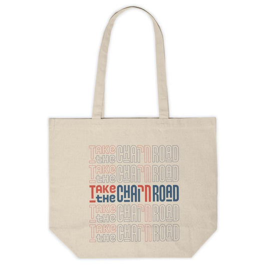 "Take the חי (Chai) Road" Block Large Cotton Canvas Tote Bag