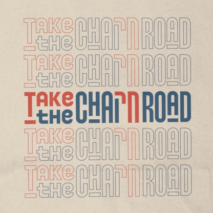 "Take the חי (Chai) Road" Block Large Cotton Canvas Tote Bag