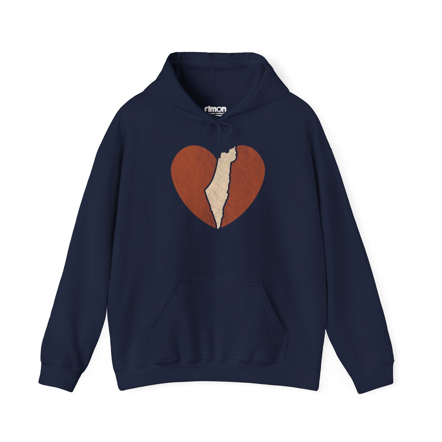 Large Israel Heart Fleece Hoodie Sweatshirt