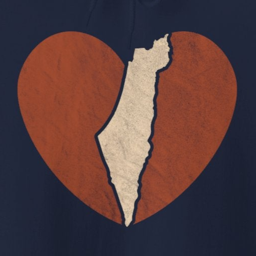 Large Israel Heart Fleece Hoodie Sweatshirt