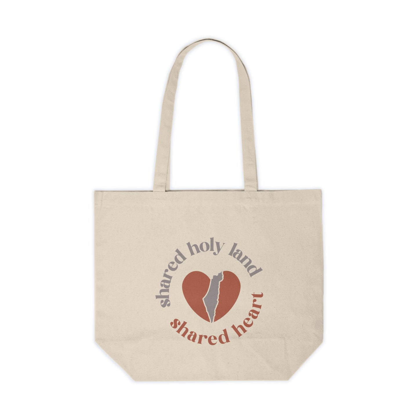 "Shared Holy Land, Shared Heart" Large Cotton Canvas Tote Bag