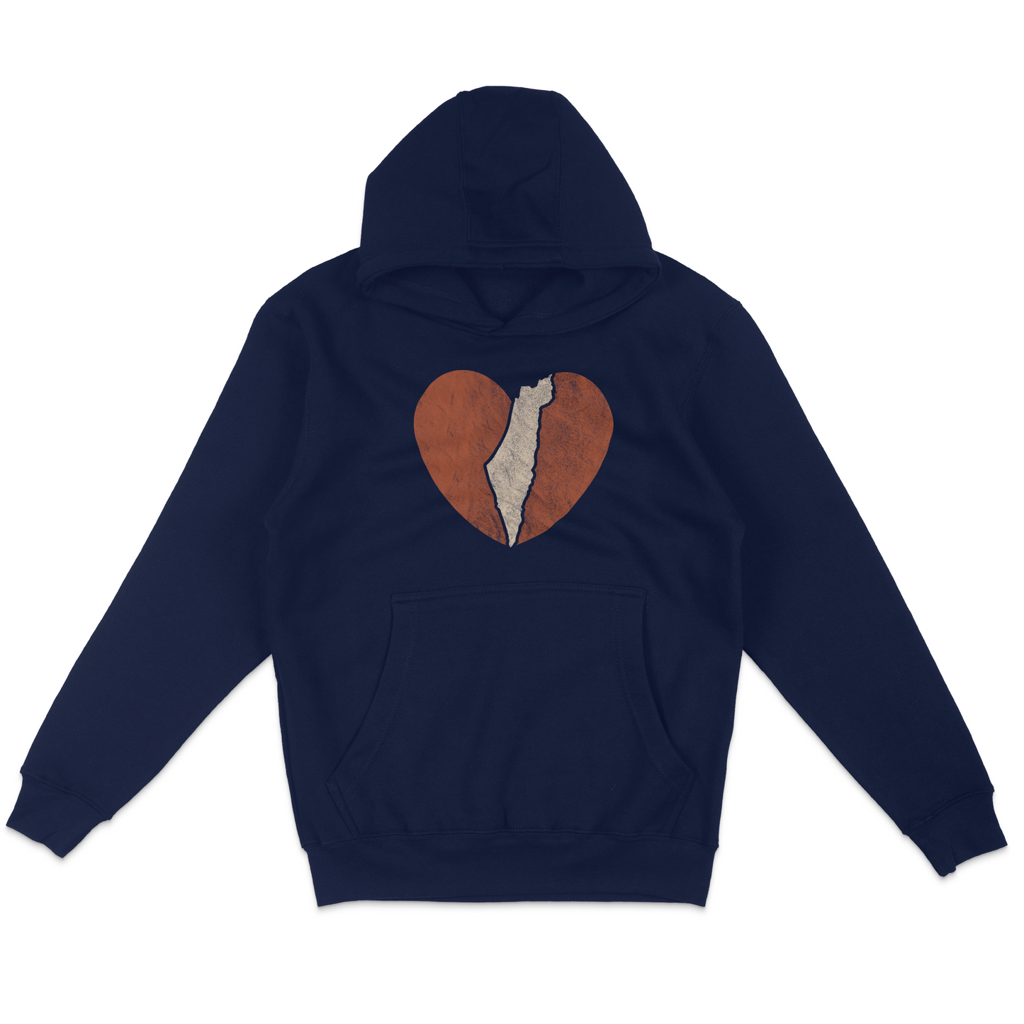 Large Israel Heart Fleece Hoodie Sweatshirt