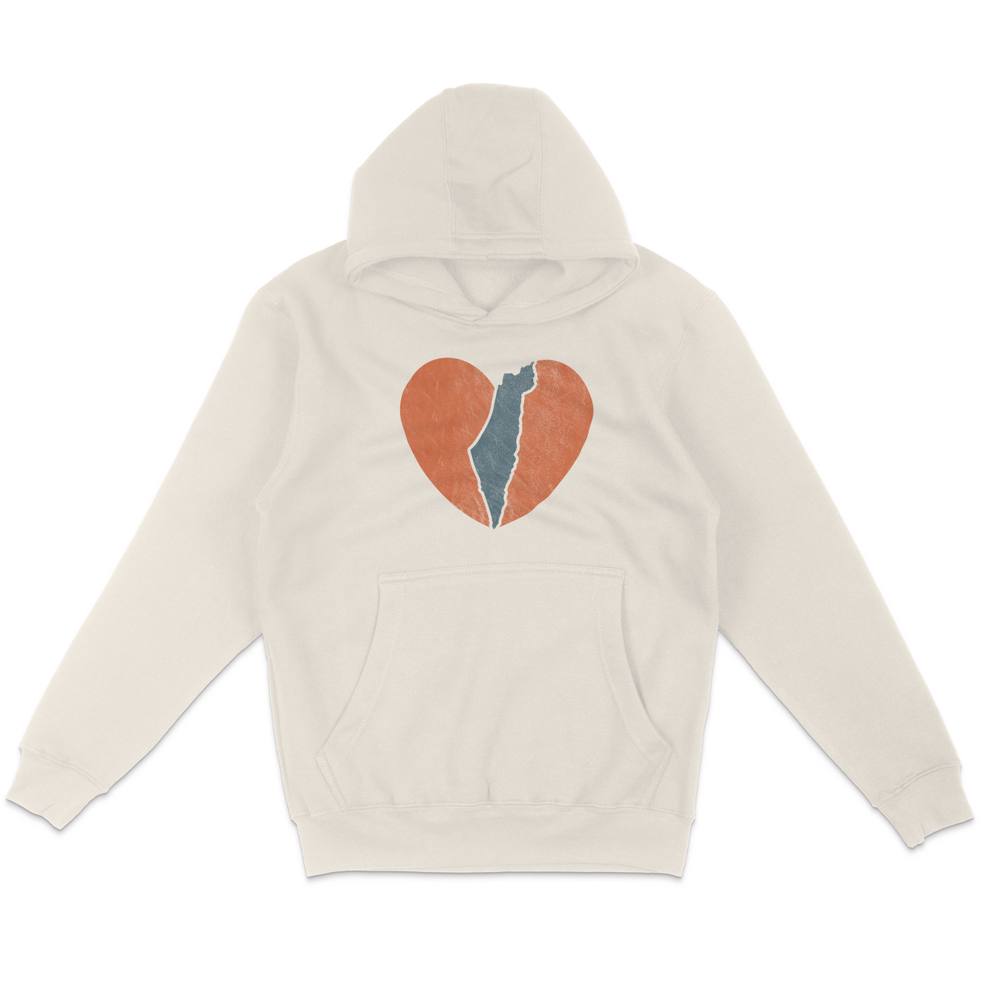 Large Israel Heart Fleece Hoodie Sweatshirt